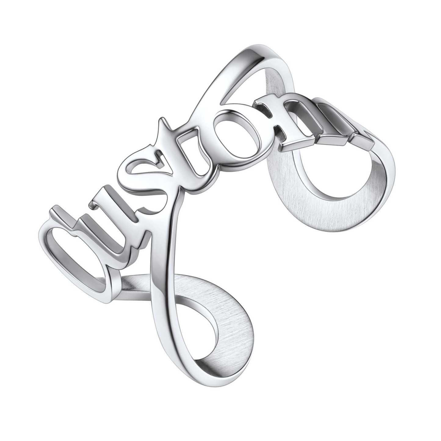 Custom Name Infinity Ring Adjustable for Women silver