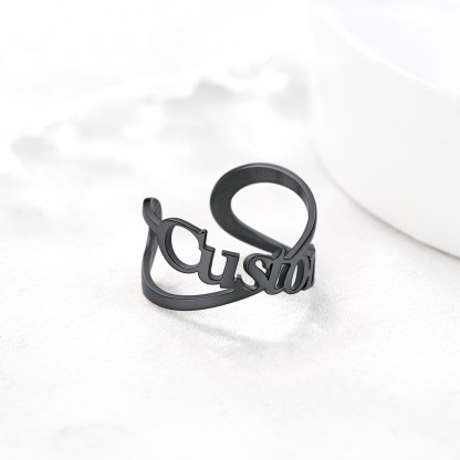 Custom Name Infinity Adjustable Ring for Women occasion black