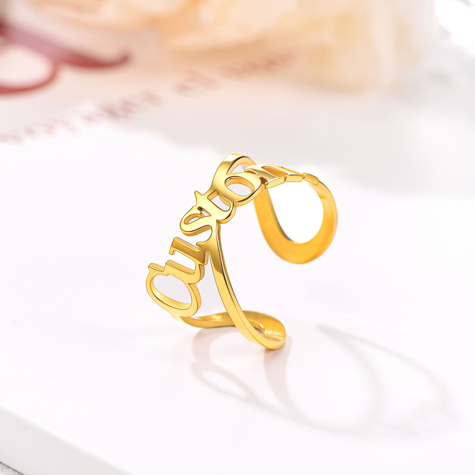 Custom Name Infinity Adjustable Ring for Women occasion gold