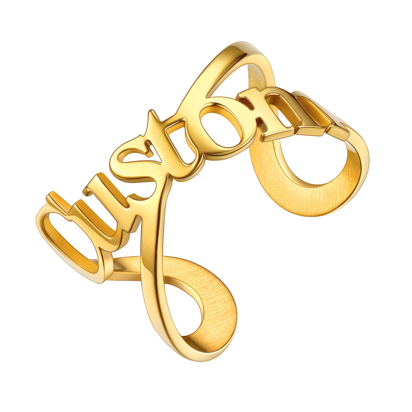 Custom Name Infinity Adjustable Ring for Women gold