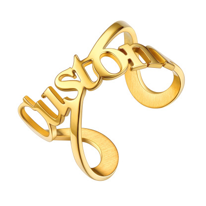 Custom Name Infinity Adjustable Ring for Women gold