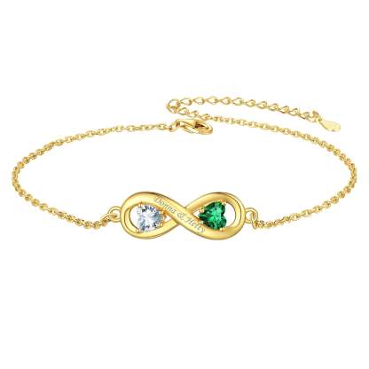 Personalized Birthstone Infinity Ankle Bracelet gold