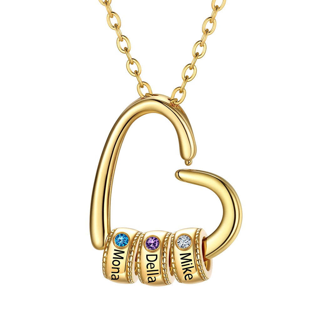 Personalized 1-4 Name Birthstone Bead Mom Necklace | Mother's Day Gift gold 3