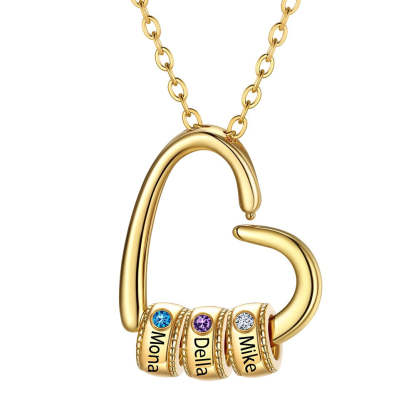 Personalized 1-4 Name Birthstone Bead Mom Necklace | Mother's Day Gift gold 3