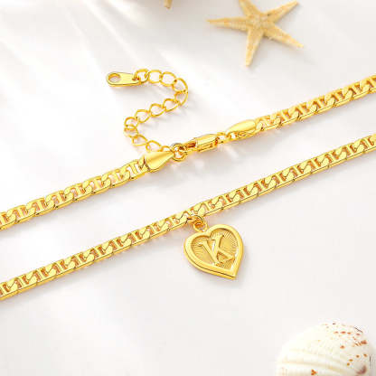 Gold Plated Mariner Chain Initial Charm Anklet