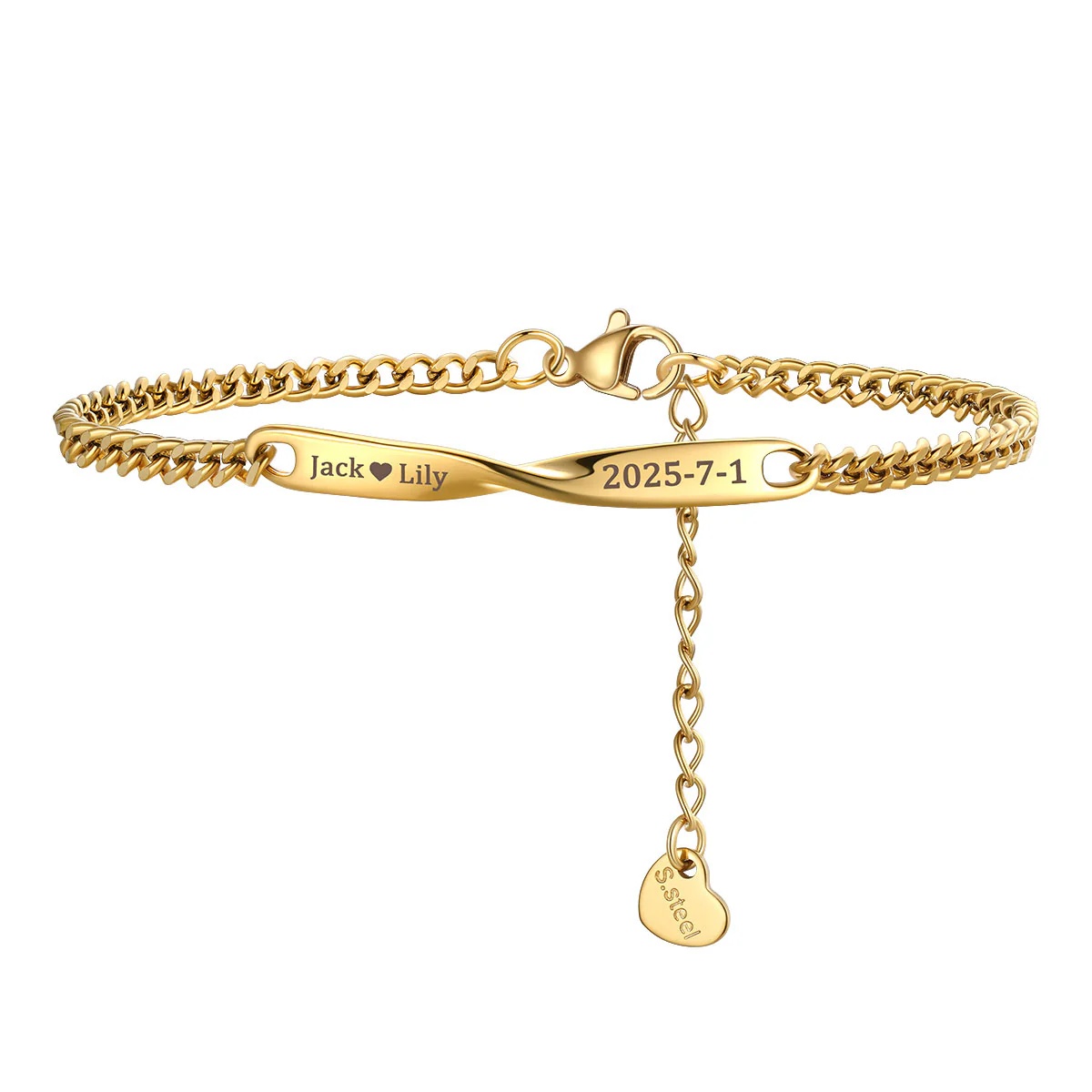 Gold Plated Womens Name Mobius Matching Bracelets