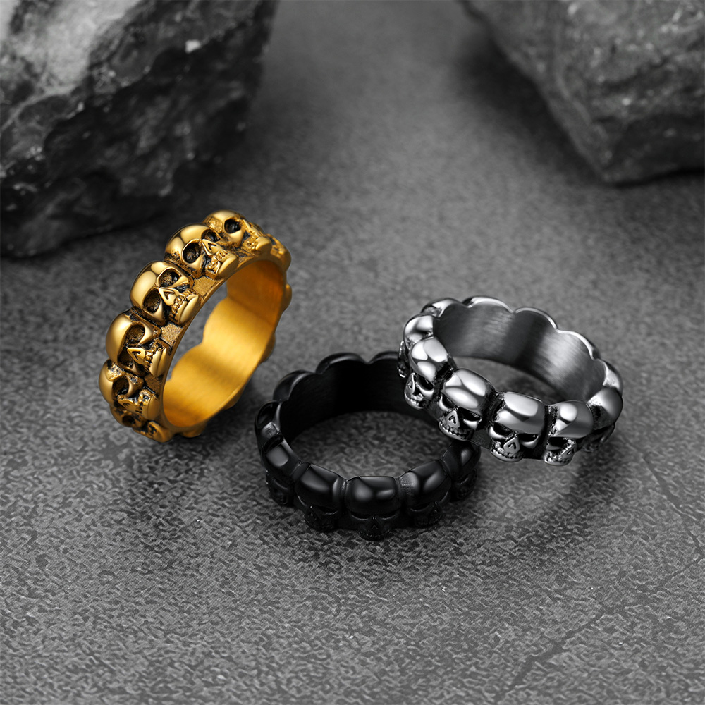 Gothic Biker Skull Eternity Band Ring for Men Special Gift 