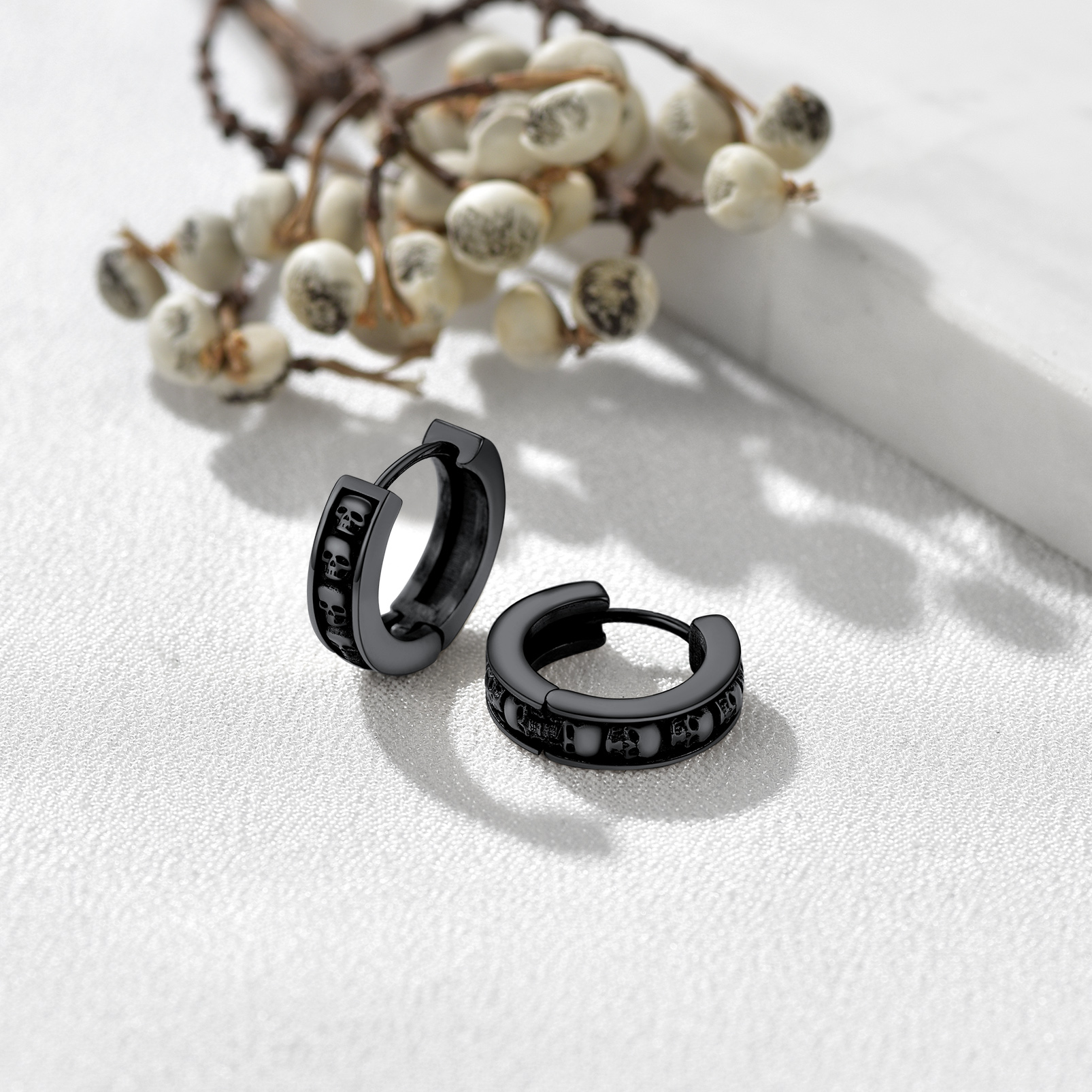 Gothic Skeleton Huggie Hoop Earrings for Men Women anniversary gift