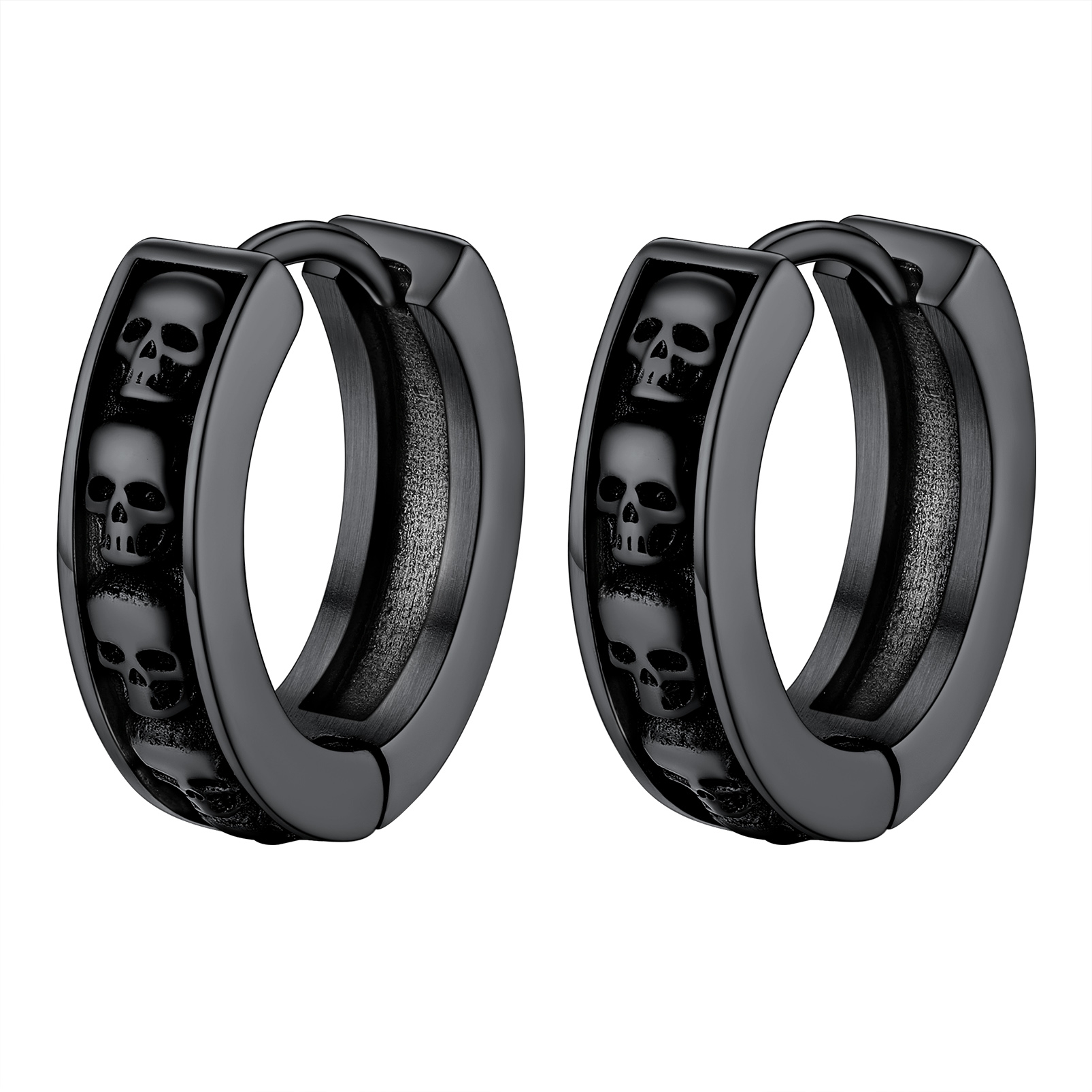 Gothic Skeleton Huggie Hoop Earrings for Men Women black