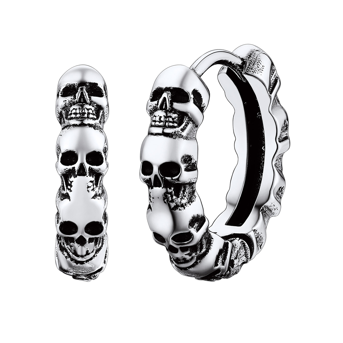 Gothic Skull Huggie Hoop Earrings for Men Women