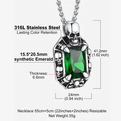 Gothic Stone Skull Necklace