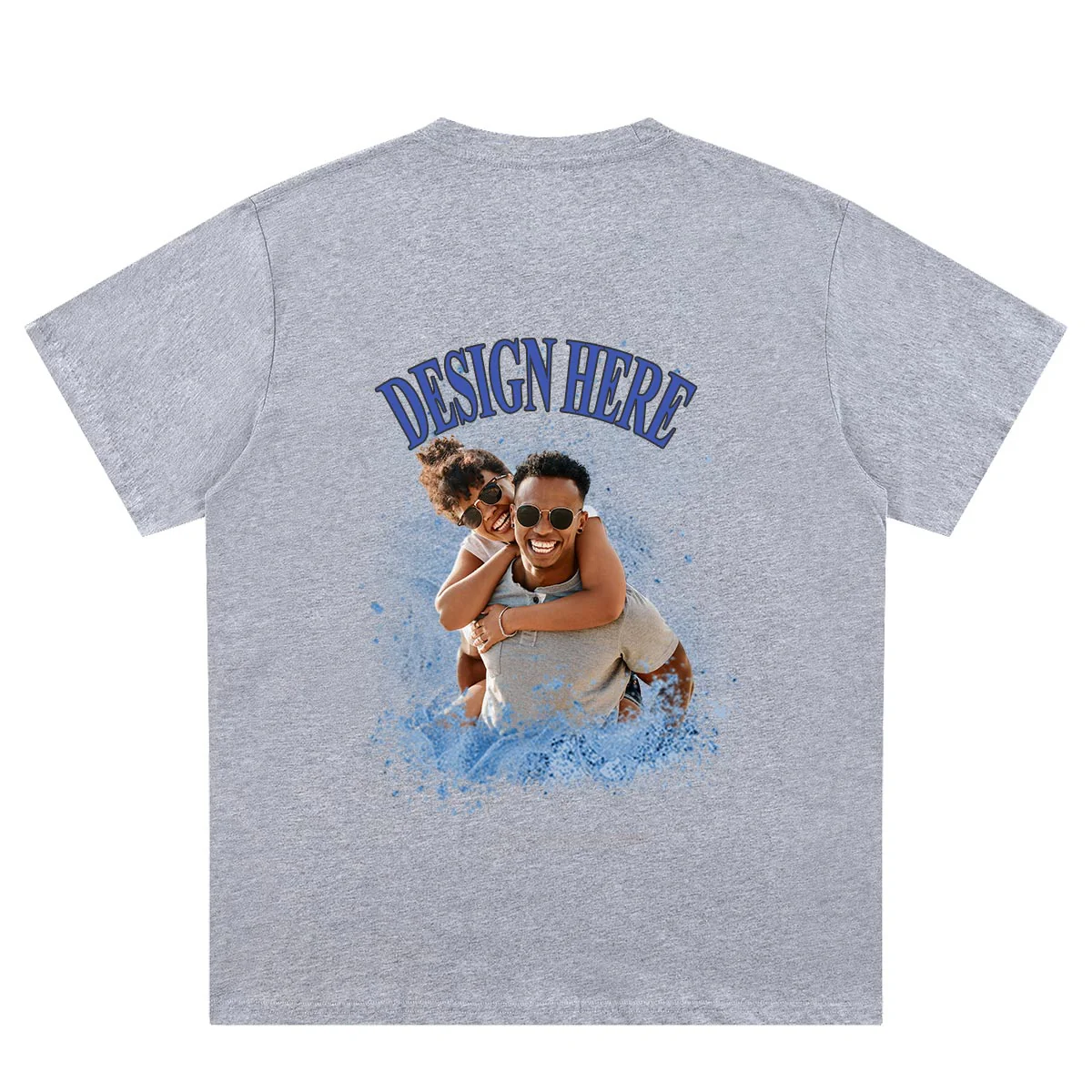 Gray back Custom Photo and Text T-Shirts