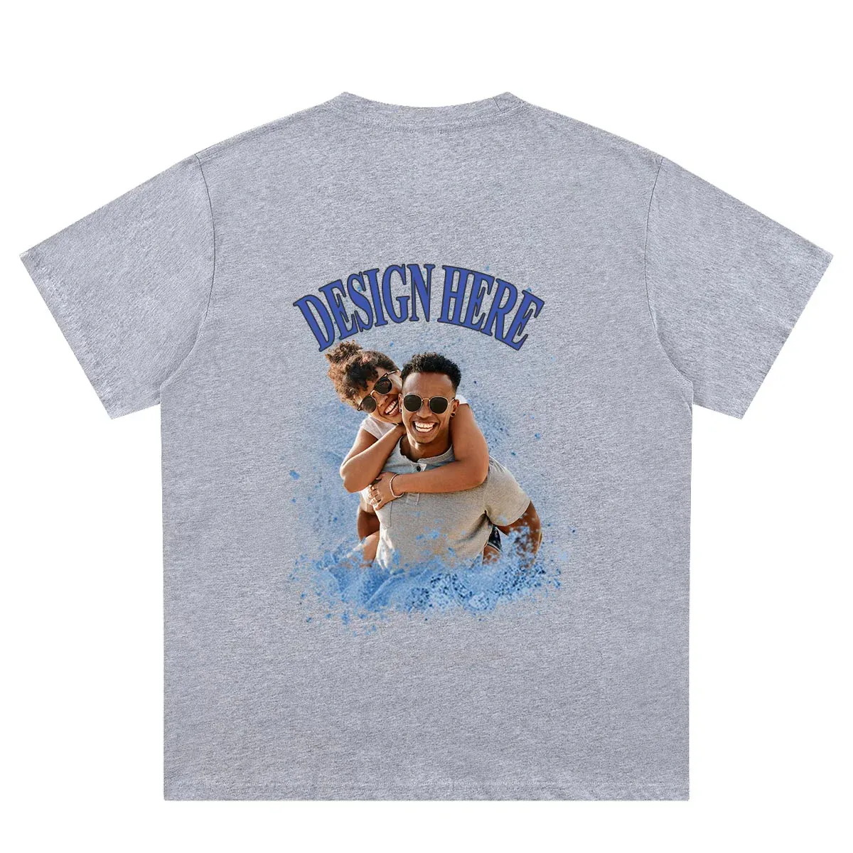 Gray back Custom Photo and Text T-Shirts