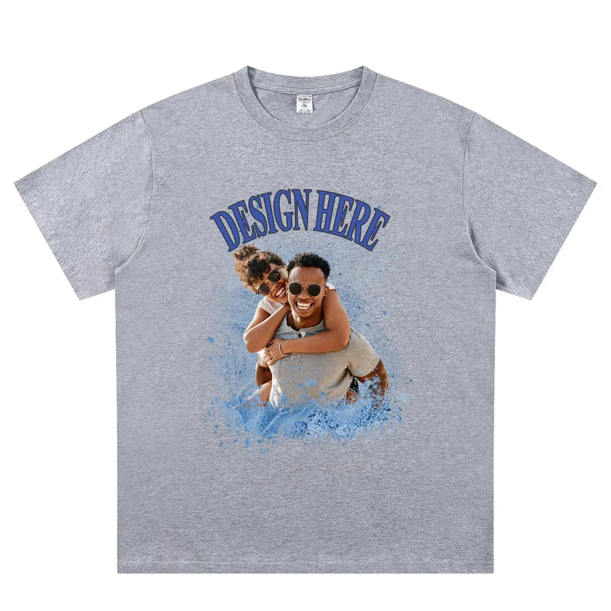 Gray front Custom Photo and Text T-Shirts