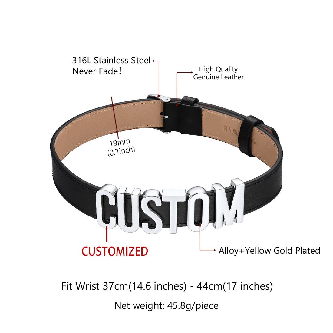 Personalized Women's Choker Leather Name Necklace