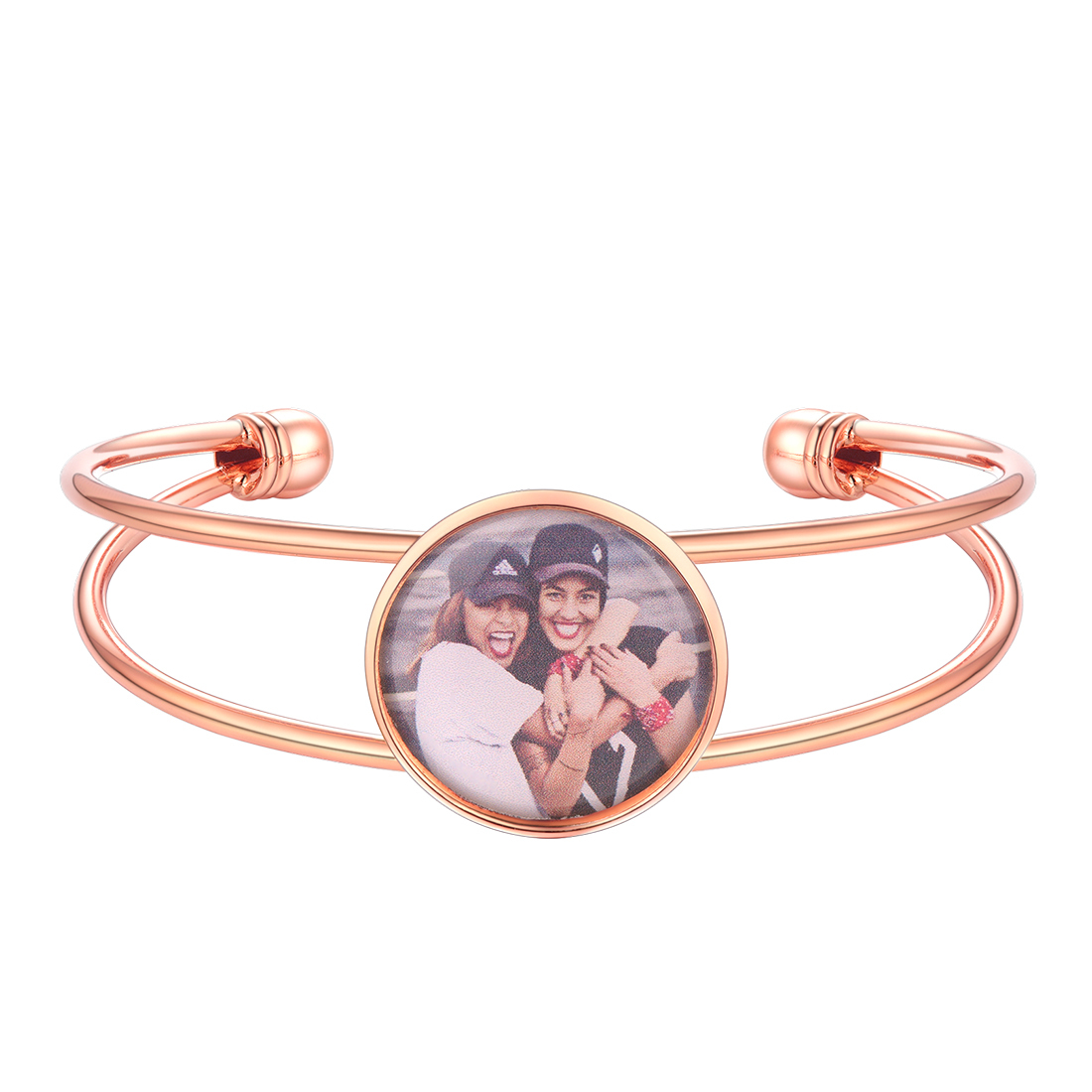 Personalized Photo Cuff Bracelets for Women rose gold