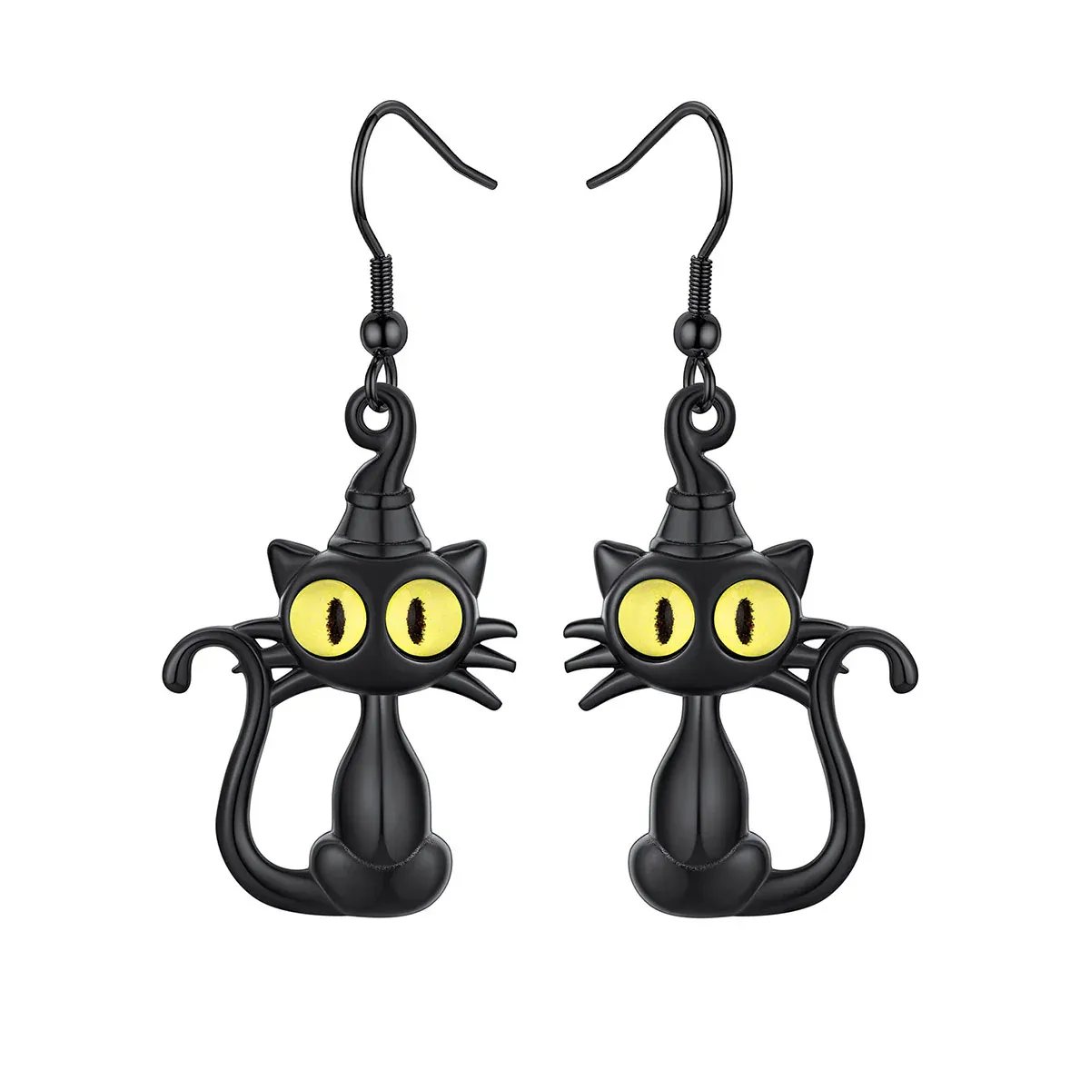 Halloween Black Cat Drop Earrings for Women