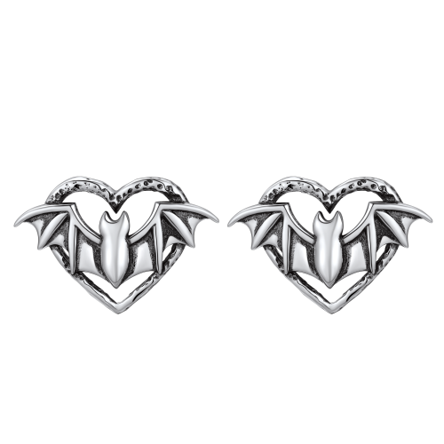Heart Bat Earrings Halloween Bat Heart Stud Earrings for Women