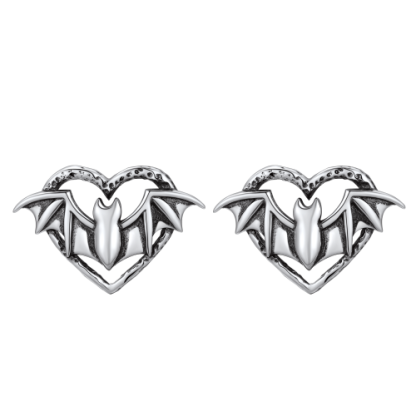 Heart Bat Earrings Halloween Bat Heart Stud Earrings for Women