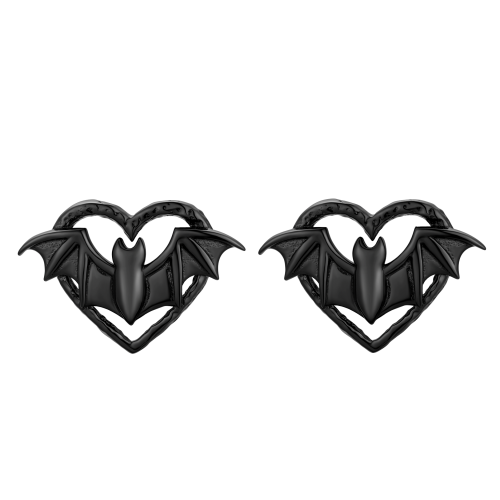 Heart Bat Earrings Halloween Bat Heart Stud Earrings for Women