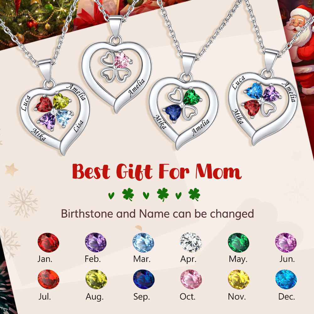 Heart Birthstone Necklace Personalized for mom