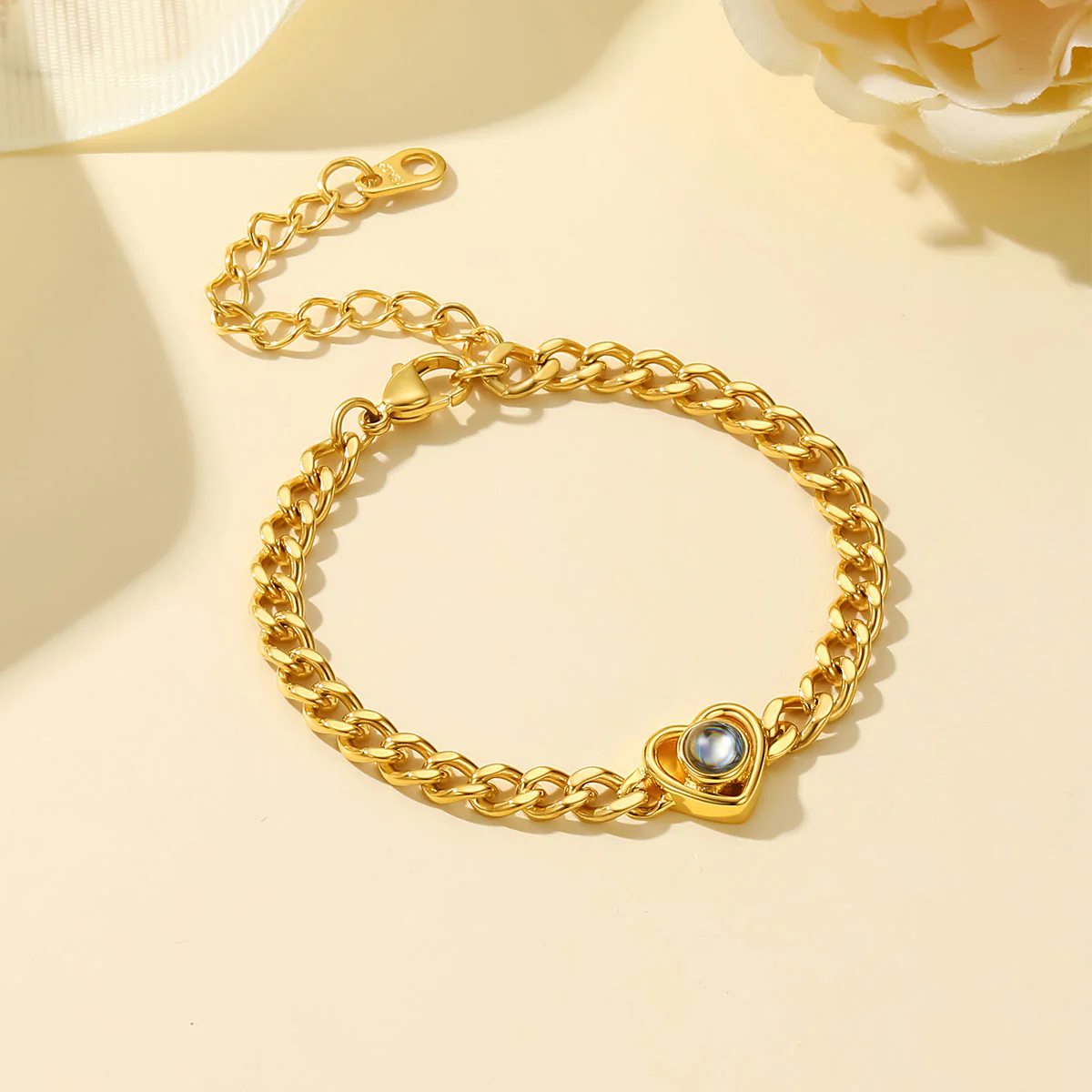 Heart Charm Photo Projection Bracelet