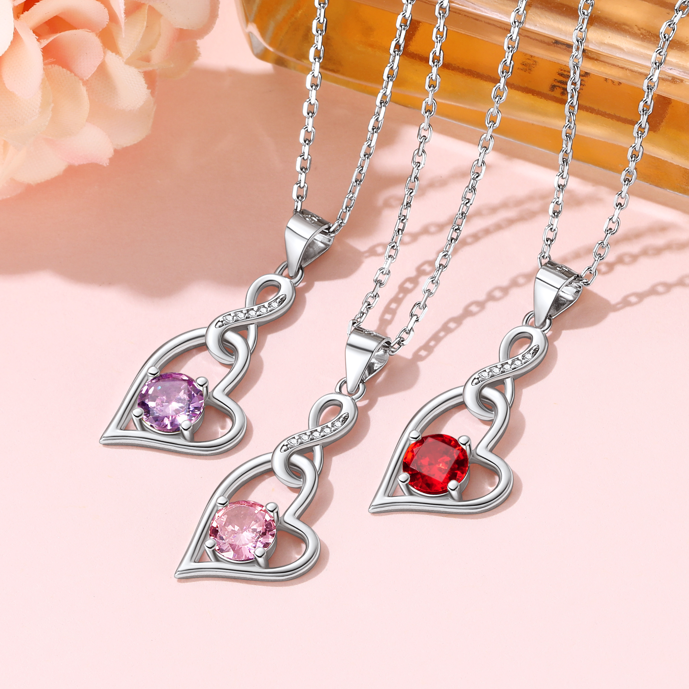 Infinity Heart Birthstone Necklace