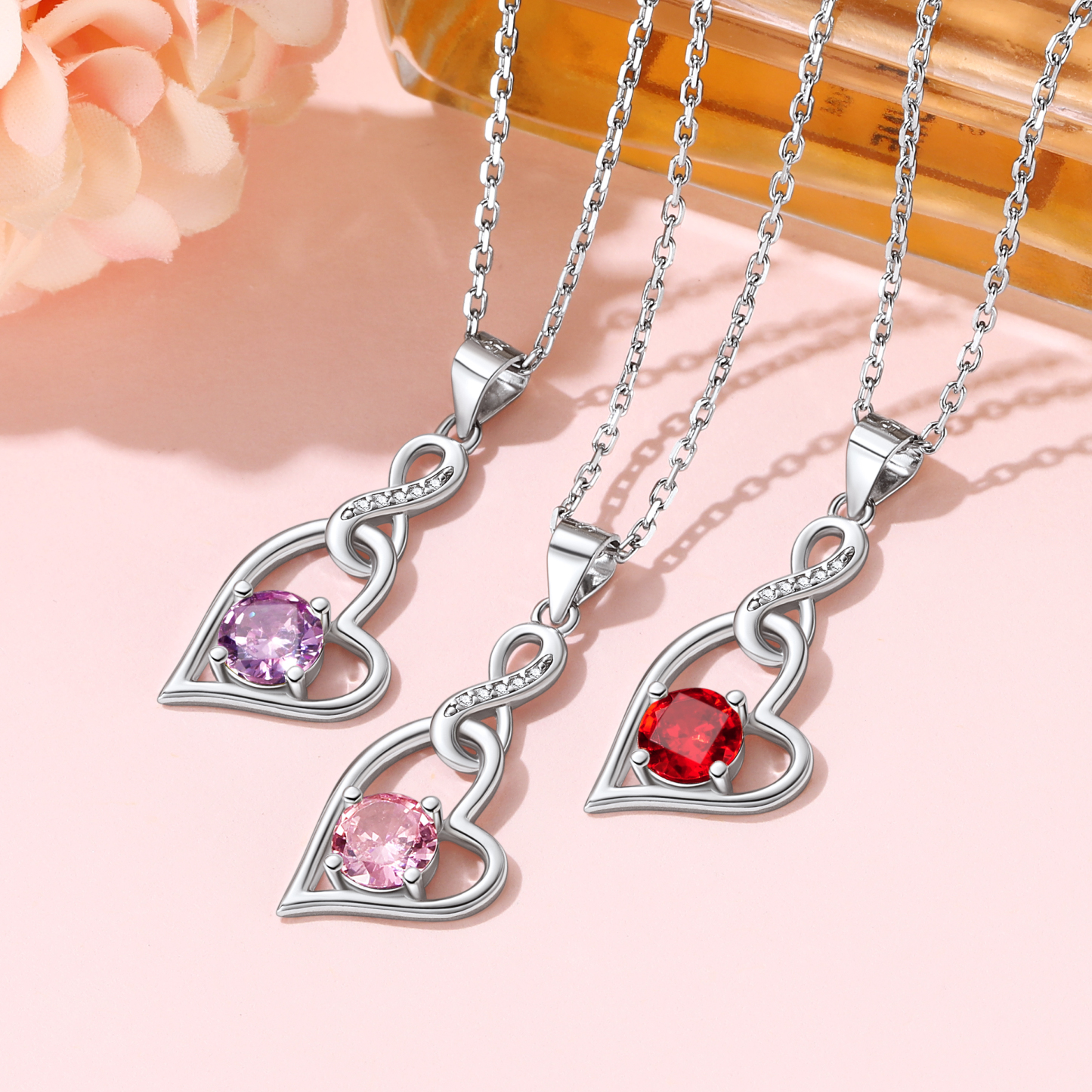 Infinity Heart Birthstone Necklace