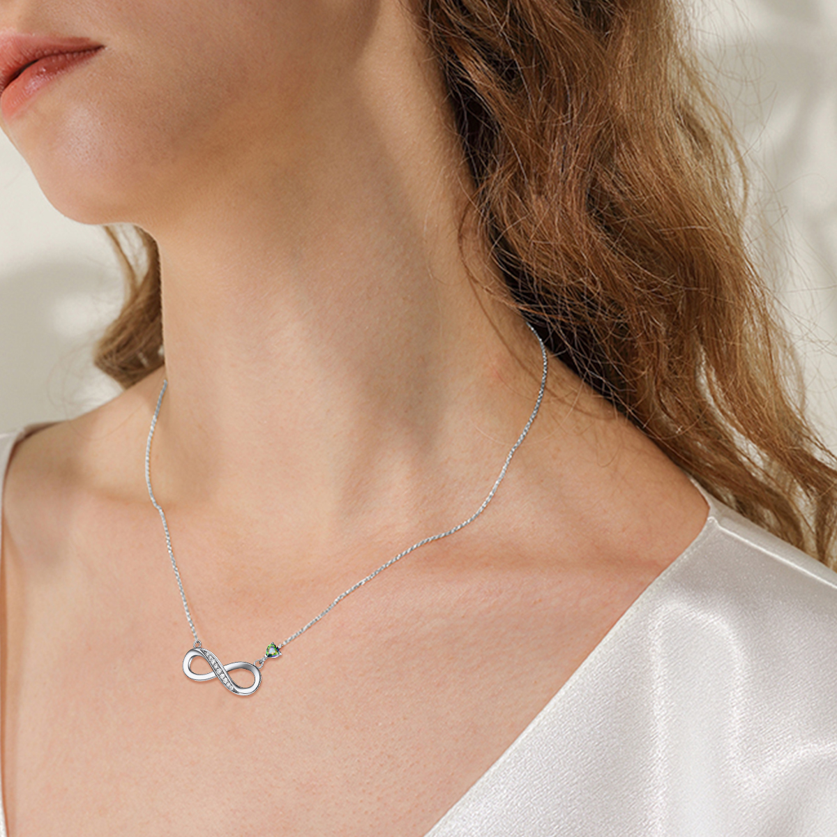 Infinity Necklace with Heart CZ Accent | 925 Sterling Silver for women