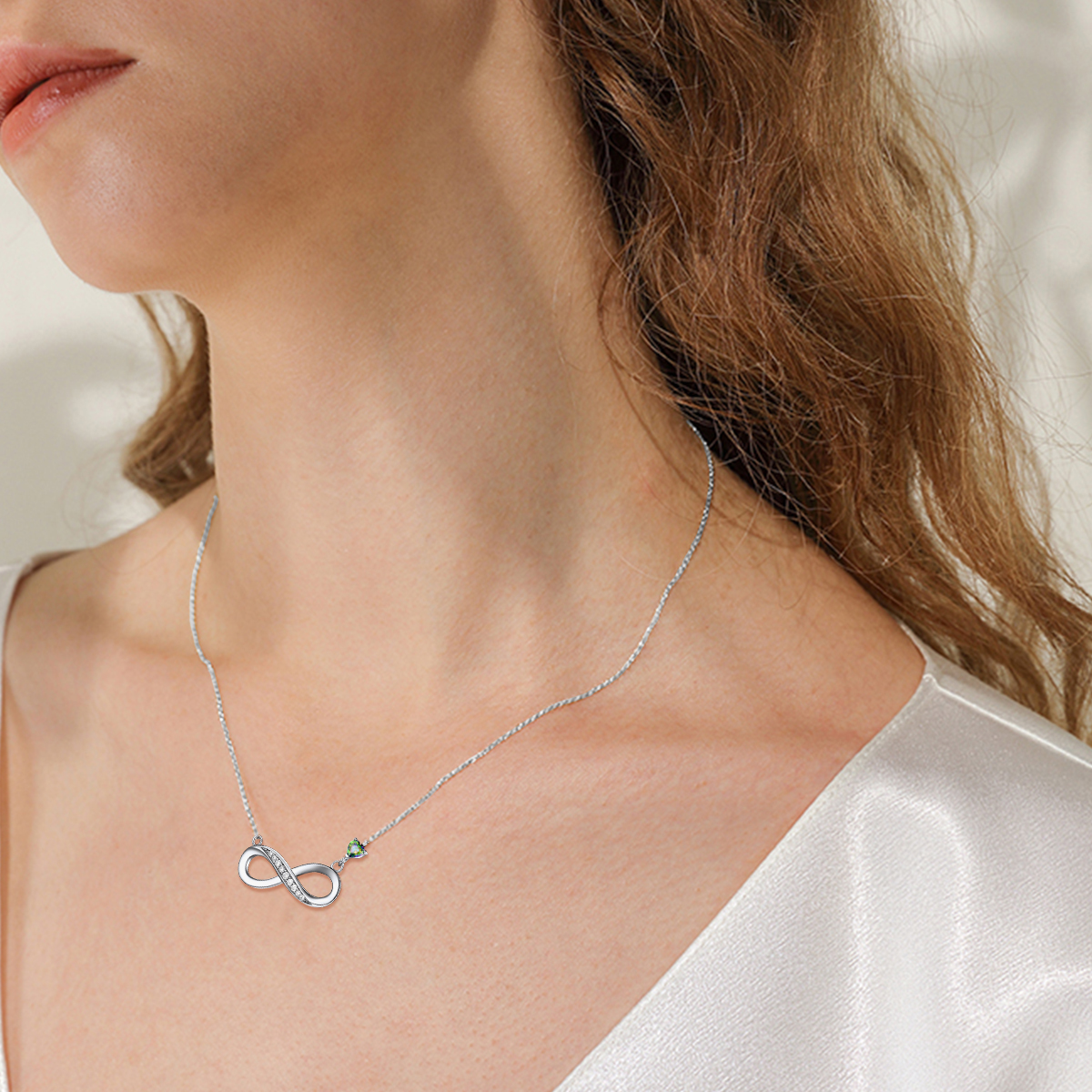 Infinity Necklace with Heart CZ Accent | 925 Sterling Silver for women