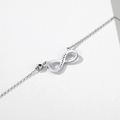 Infinity Necklace with Heart  925 Sterling Silver