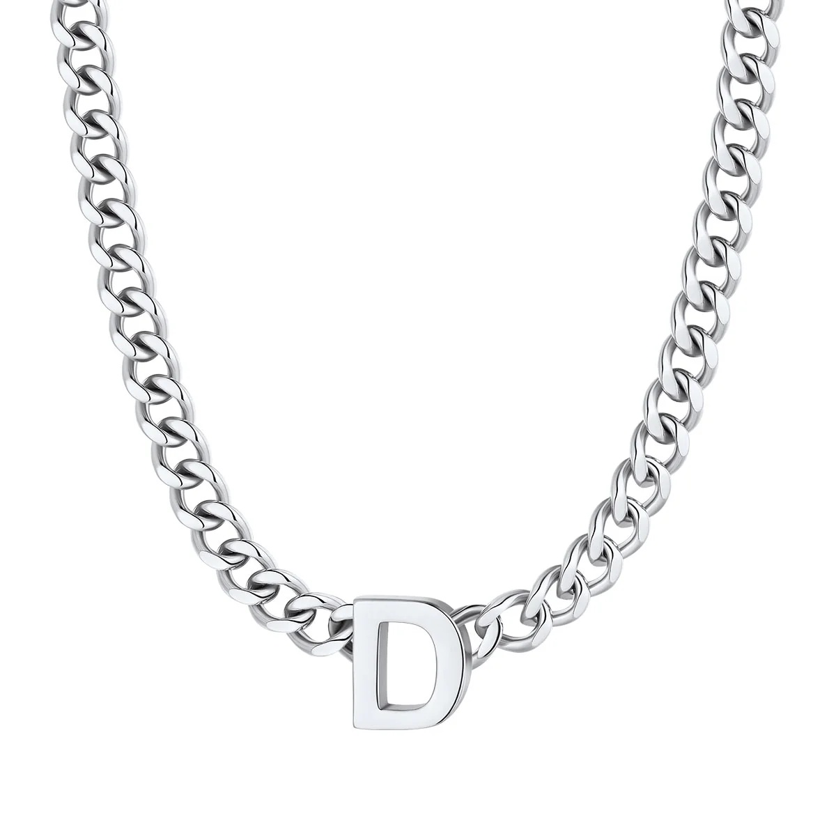 Initial D Cuban Chain Necklace for Men Women 7MM