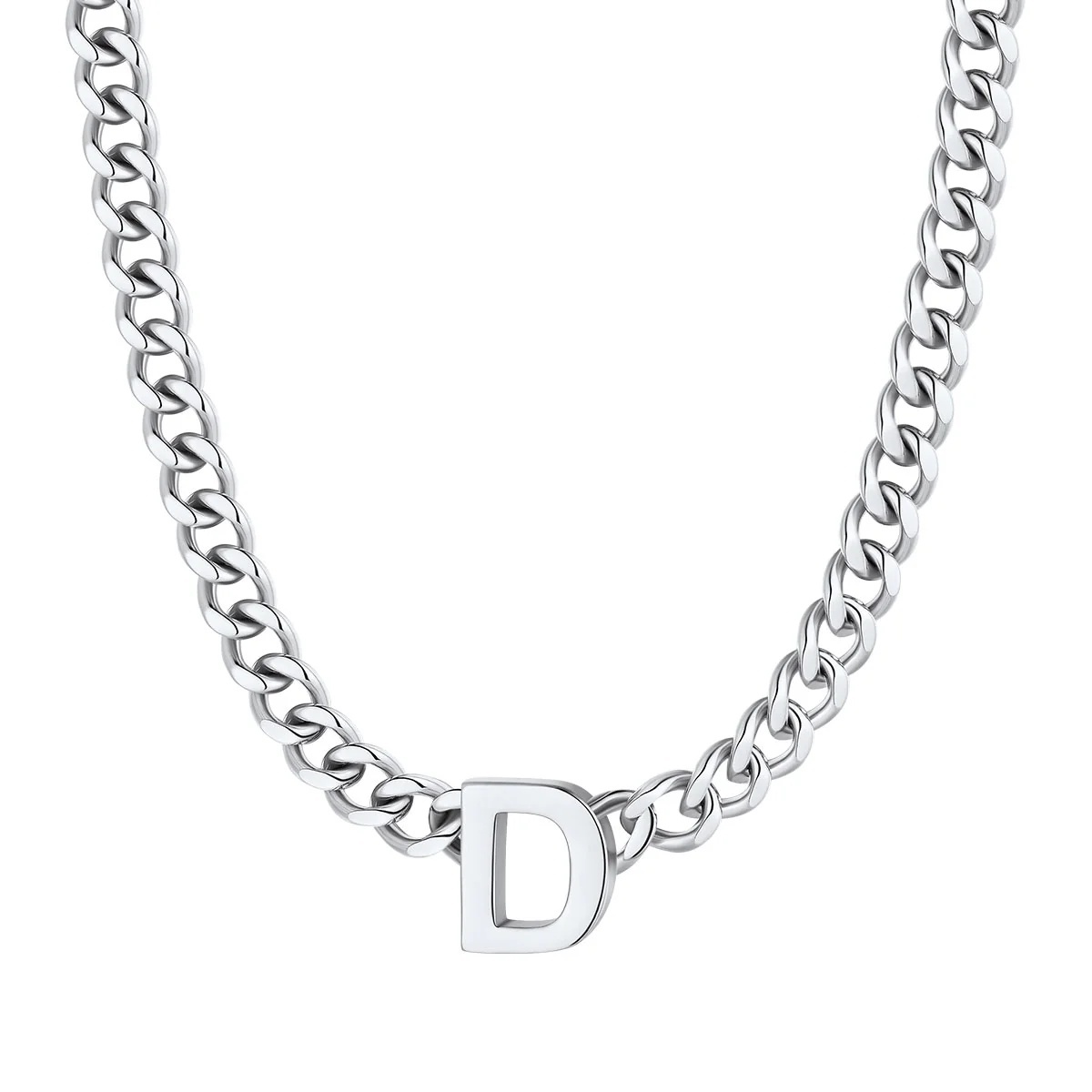 Initial D Cuban Chain Necklace for Men Women 7MM