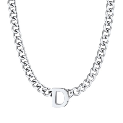 Initial D Cuban Chain Necklace for Men Women 7MM