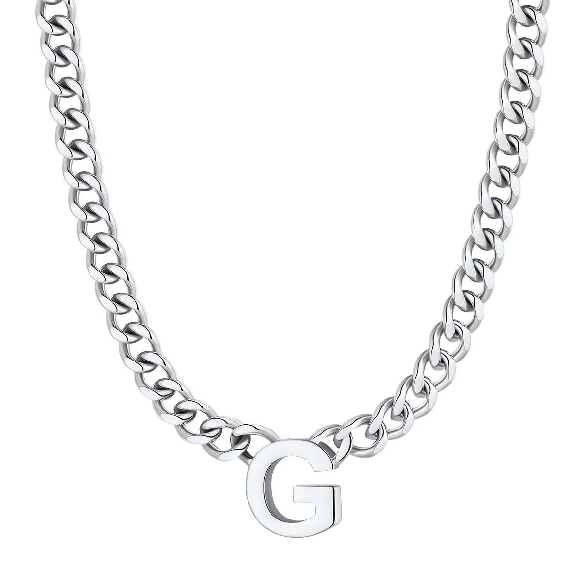 Initial G Cuban Chain Necklace for Men Women 7MM