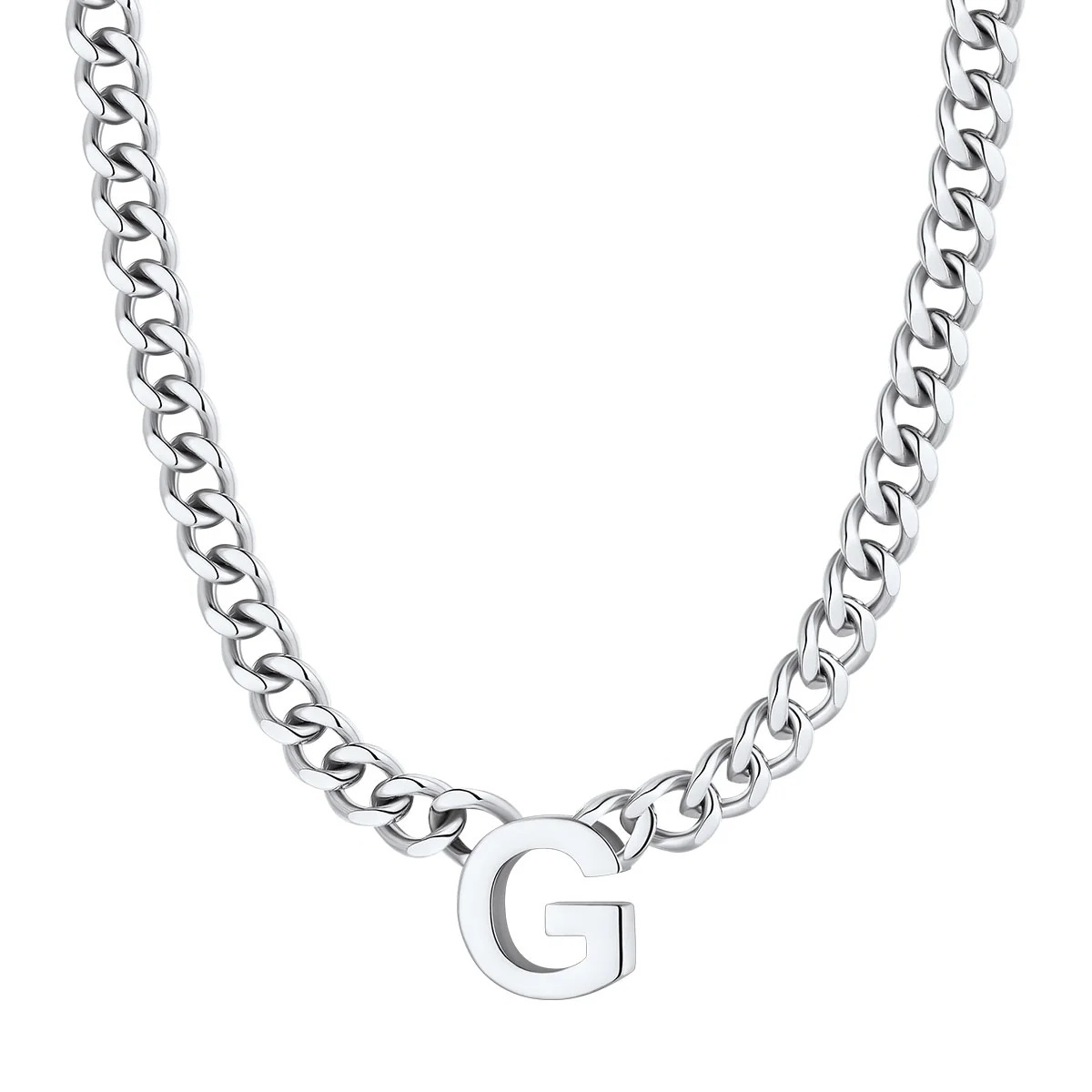 Initial G Cuban Chain Necklace for Men Women 7MM