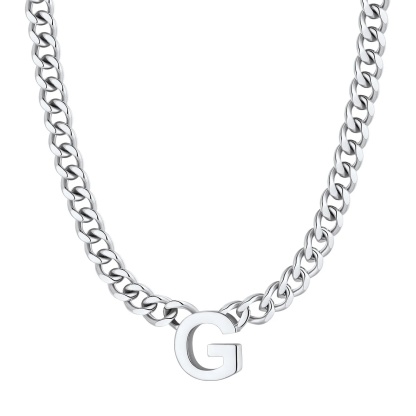 Initial G Cuban Chain Necklace for Men Women 7MM