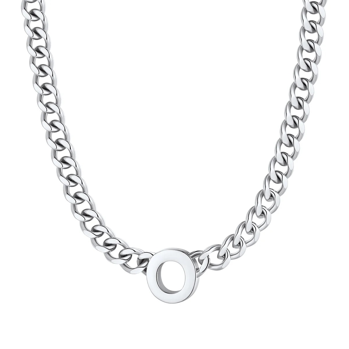 Initial O Cuban Chain Necklace for Men Women 7MM