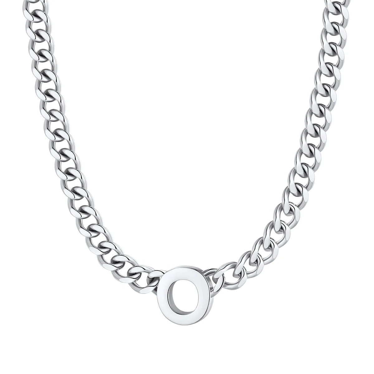 Initial O Cuban Chain Necklace for Men Women 7MM