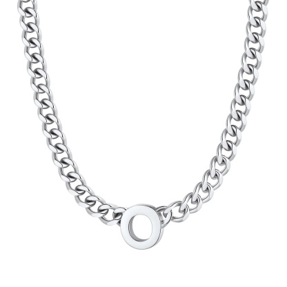 Initial O Cuban Chain Necklace for Men Women 7MM