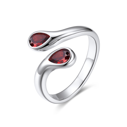 Toi et Moi Birthstone Ring in Sterling Silver | Anniversary | Custom4U