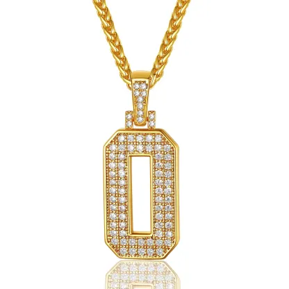 gold Sports Jersey 0 Number Necklace Cubic Zirconia