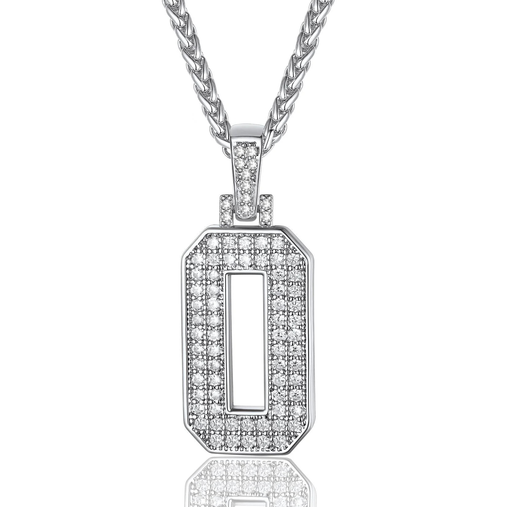 Sports Jersey Number 0 Necklace Cubic Zirconia