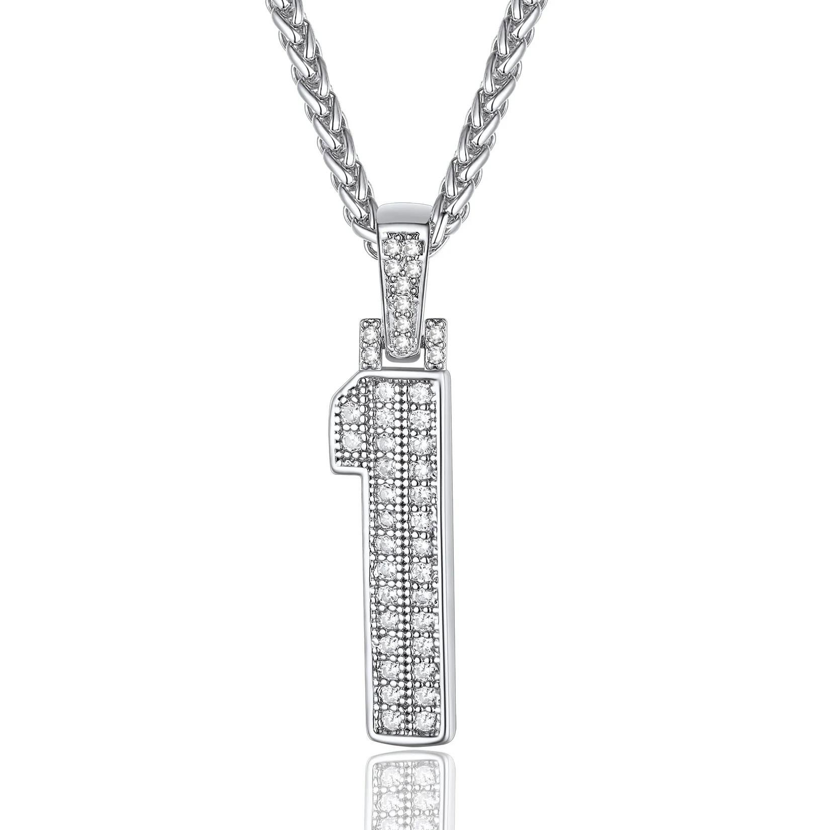 Sports Jersey 1 Number Necklace Cubic Zirconia
