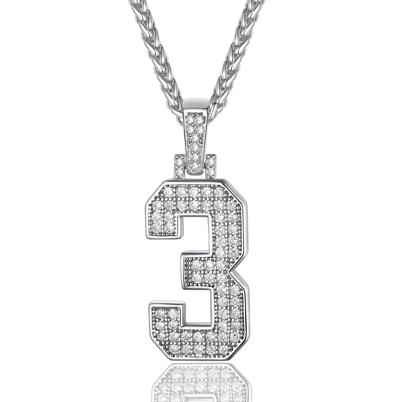 Sports Jersey 3 Number Necklace Cubic Zirconia