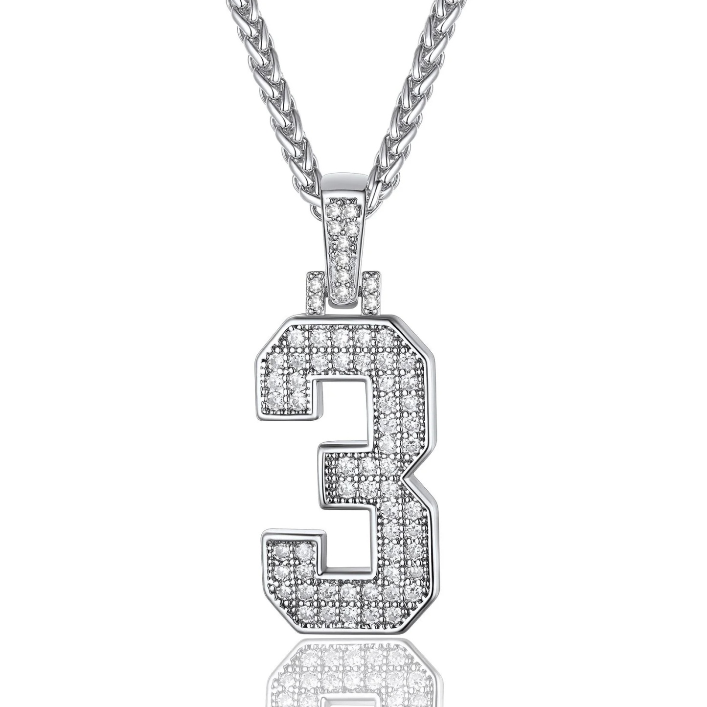 Sports Jersey 3 Number Necklace Cubic Zirconia