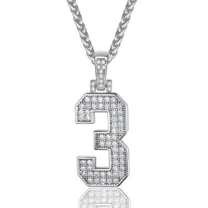 Sports Jersey 3 Number Necklace Cubic Zirconia