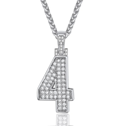 Sports Jersey 4 Number Necklace Cubic Zirconia