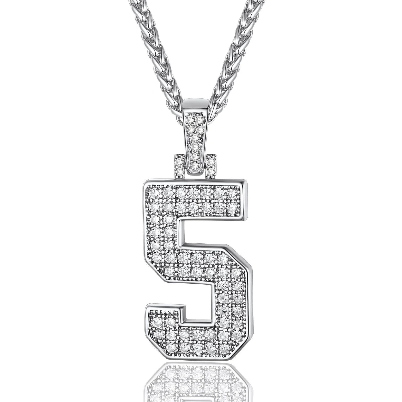 Sports Jersey 5 Number Necklace Cubic Zirconia