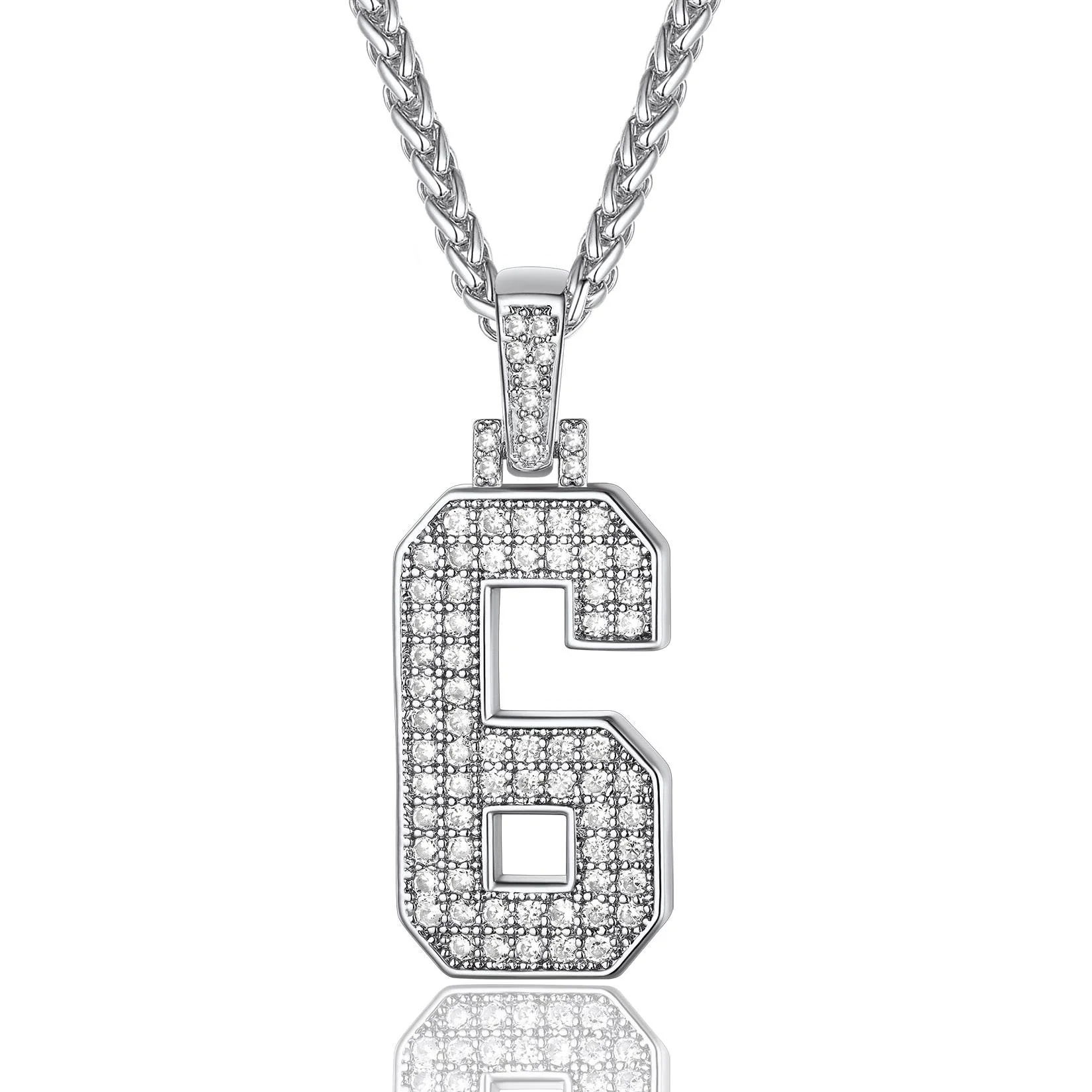 Sports Jersey 6 Number Necklace Cubic Zirconia